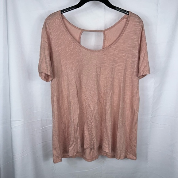 Promesa Shirt Short Sleeve Crewneck Scoop neck Pullover Top Open Back Casual Top - Picture 2 of 8